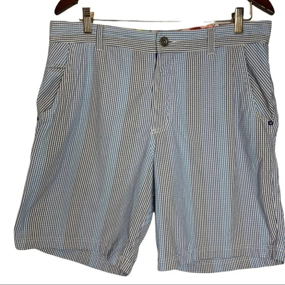 LULULEMON Men’s KAHUNA Golf Hiking Shorts Plaid Checkered Blue Size 36  Athletic